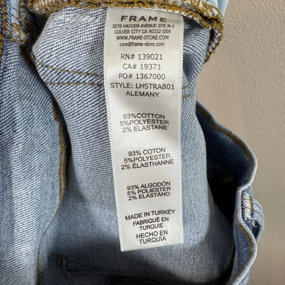 FRAME Le High Straight Jeans Light Wash Raw Hem Mid Rise Women's 27